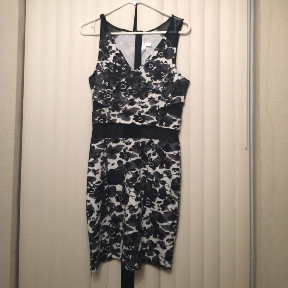 Black rose print dress