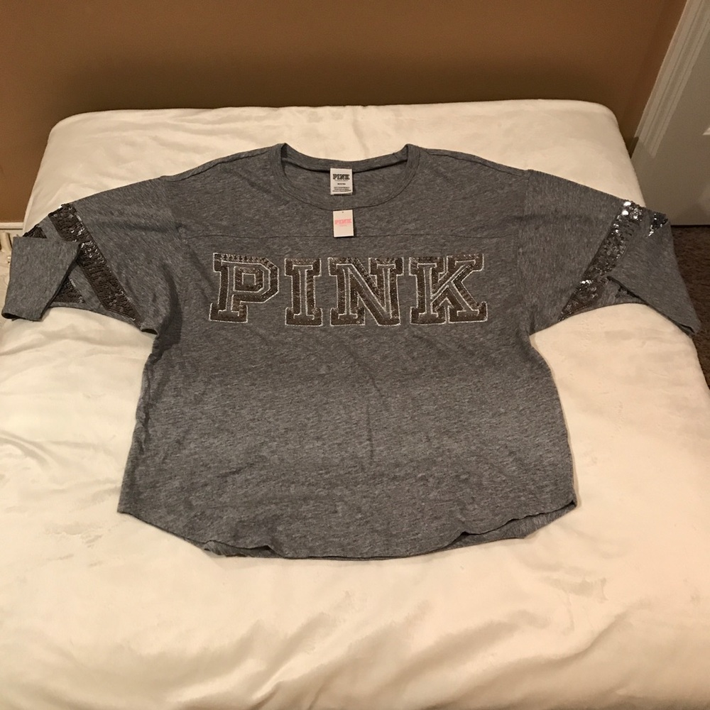 VS PINK Sequence, bling qtr sleeve tee