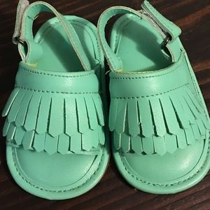 Mint Green Moccasins Sandals Baby girl size 3
