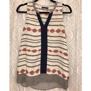 Tribal print sleeveless top