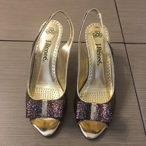 J. RENEE SLINGBACK HEELS Multi-Color GLITTER