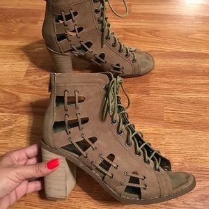 Open heeled booties