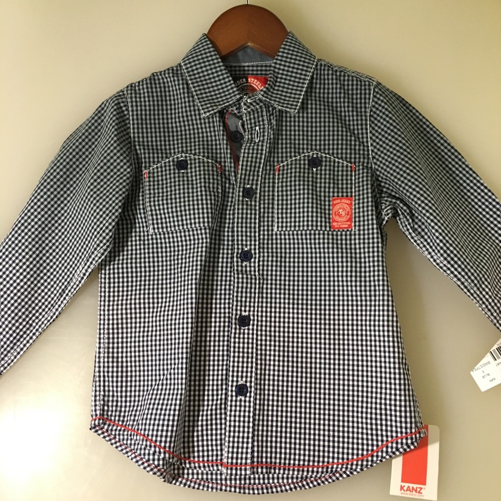 NWT Kanz 3T Blue Checkered Shirt