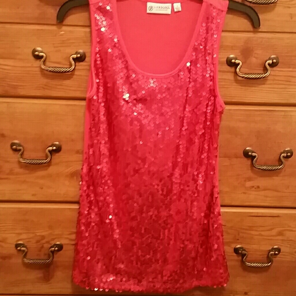 Red Sequin Top by Versona