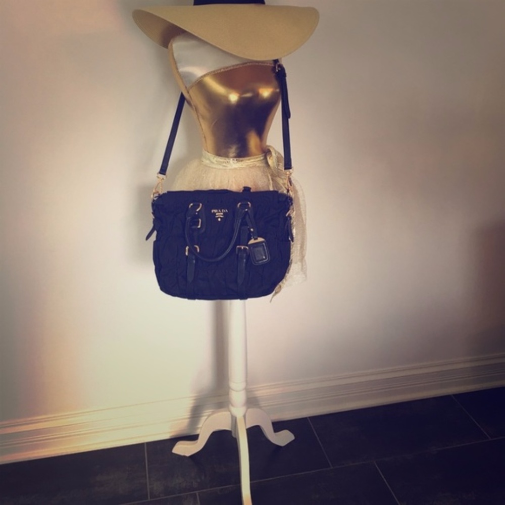 Gently Used Prada Nylon Tessuto Gaufre Ruched Bag