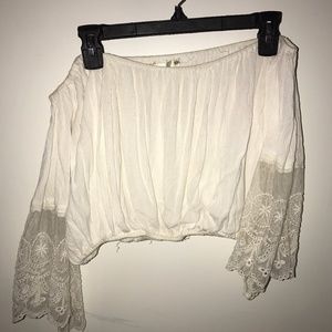 LF Off-The-Shoulder Top with Lace Sleeves
