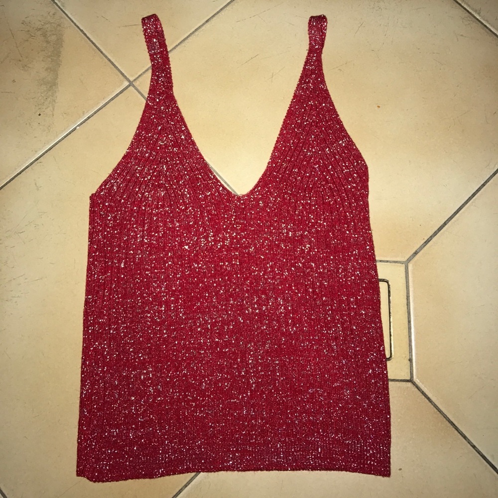 Red glistening crop top