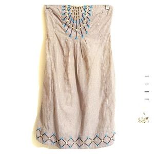 Pin stripe embroidered dress