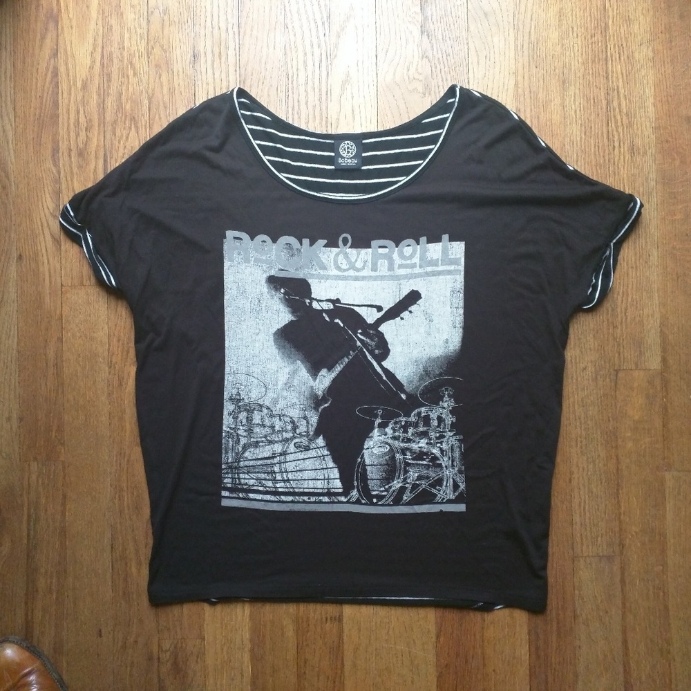 Slouch tee Bobeau Rock and Roll B&W S/M