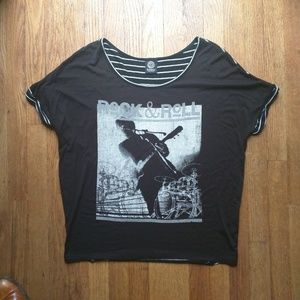 Slouch tee Bobeau Rock and Roll B&W S/M