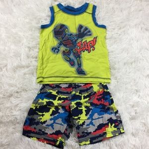✨2 piece robot camo tank & shorts outfit