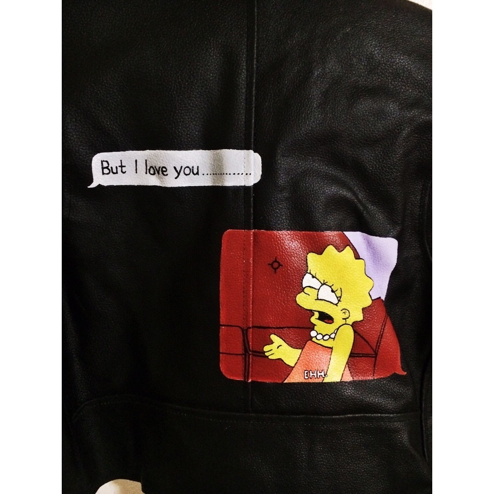 AS IF Hand Painted Lisa Simpson Leather Jacket S/M