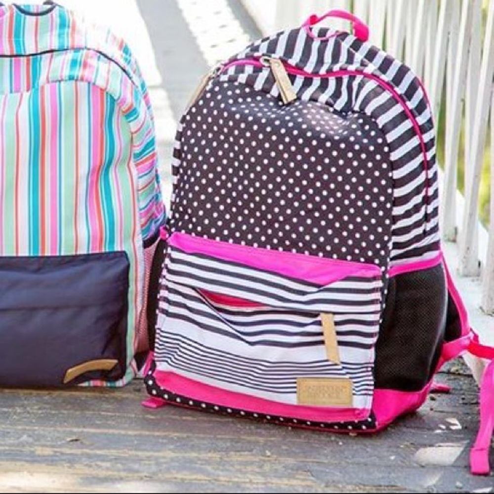 NEW Jadelynn Brooke pink striped backpack