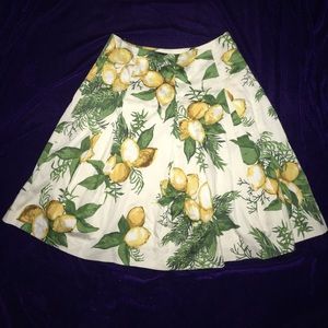 Talbots all-over lemon print pleated skirt