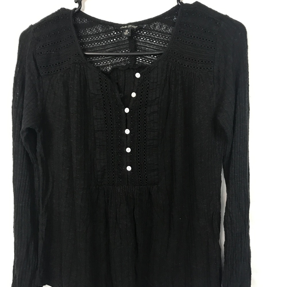 Lucky Brand Women's Top Lace Black Size Medium