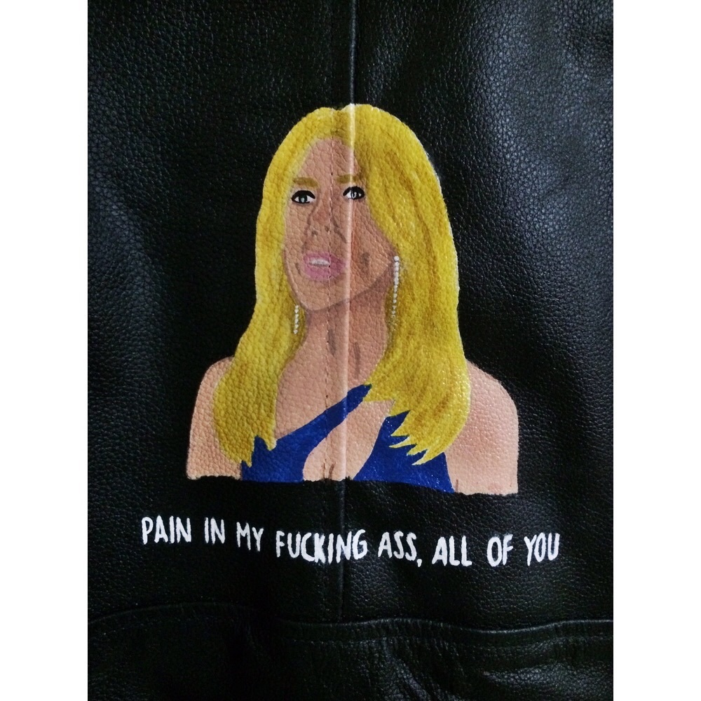 AS IF Hand Painted Vicki Gunvalson Leather Jacket