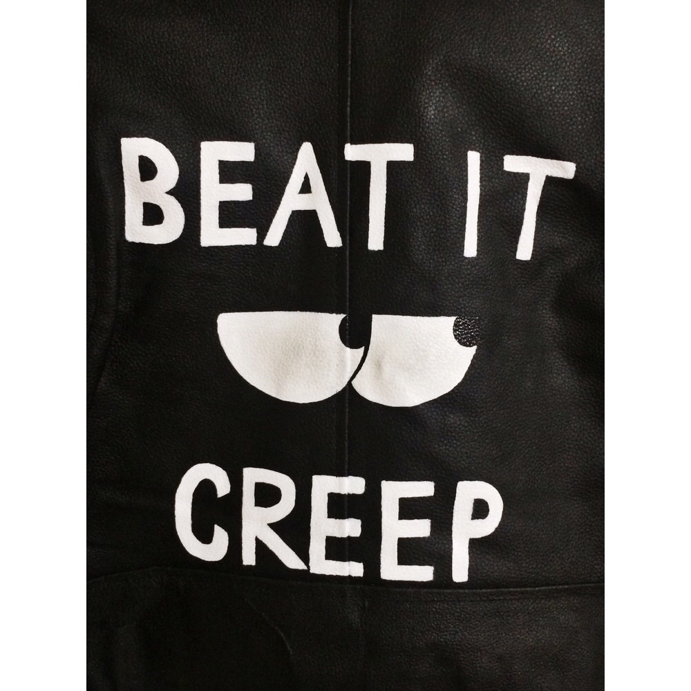 AS IF Hand Painted BEAT IT CREEP Leather Jacket S