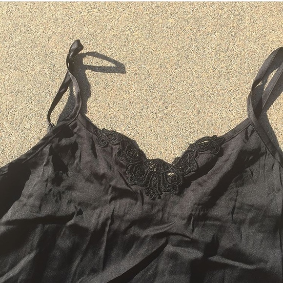 NWOT Silky Lace Inset Black Dress - Picture 6 of 6