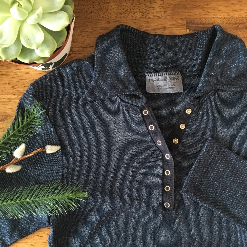 Michael Stars Shimmer Collar Button Shirt