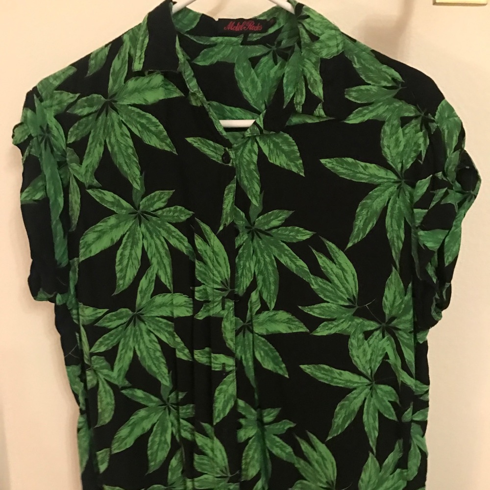 Motel Rocks Palm Leaves Button Down Shirt
