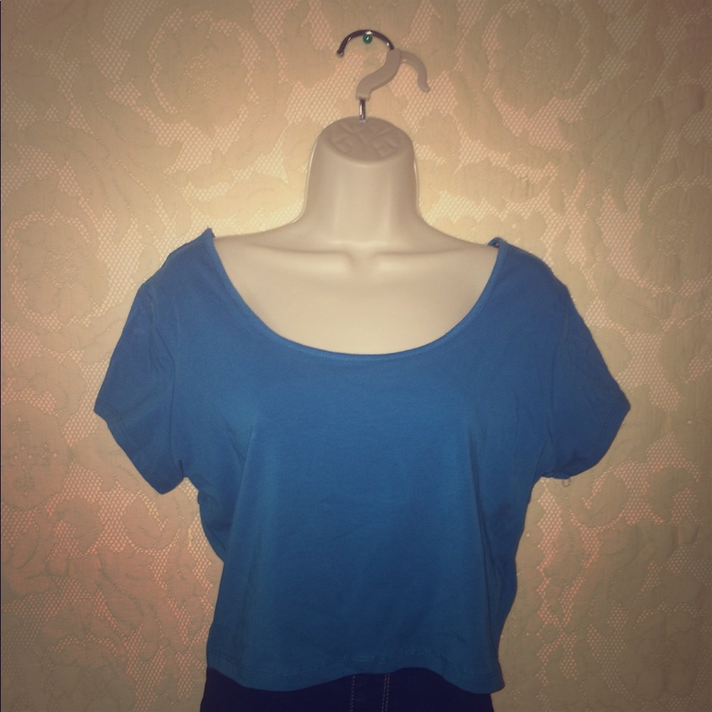 Plus size blue crop top