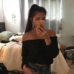 Black off the shoulder top