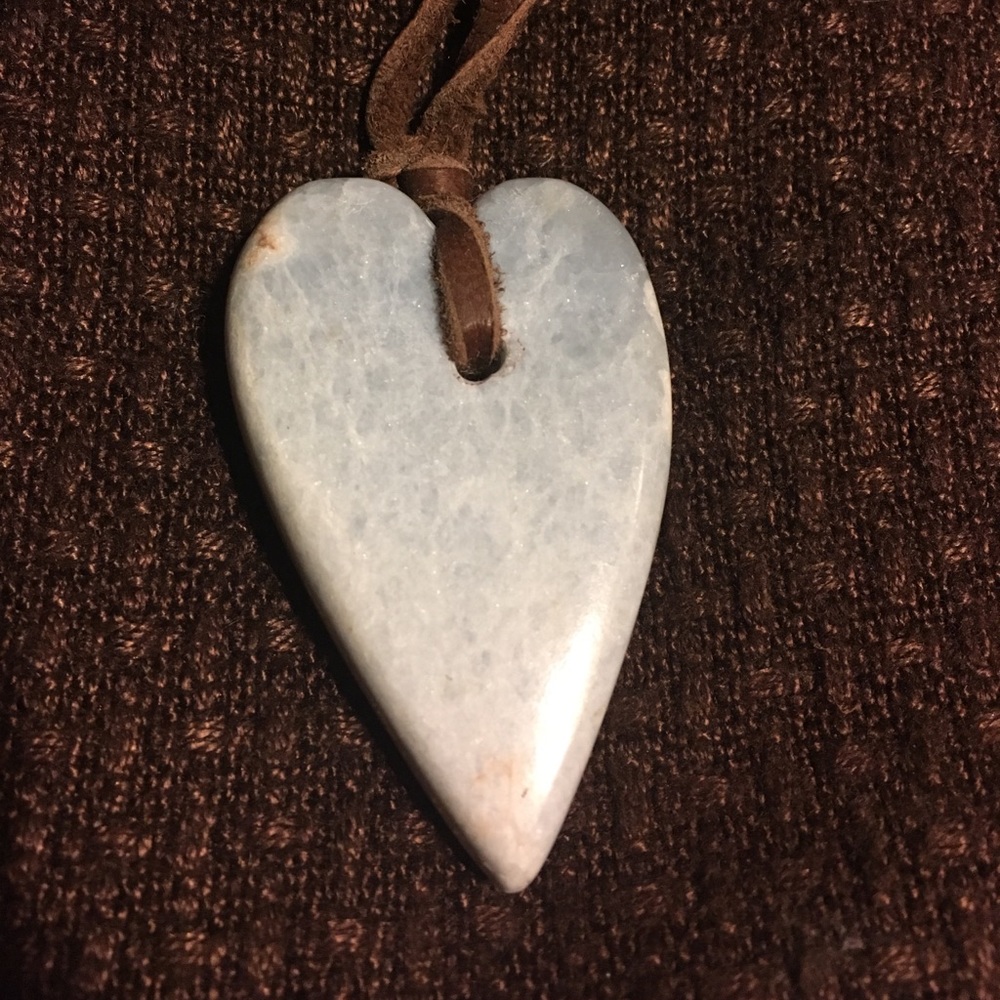 Crystal Angelite Heartcarved Necklace or Pendant