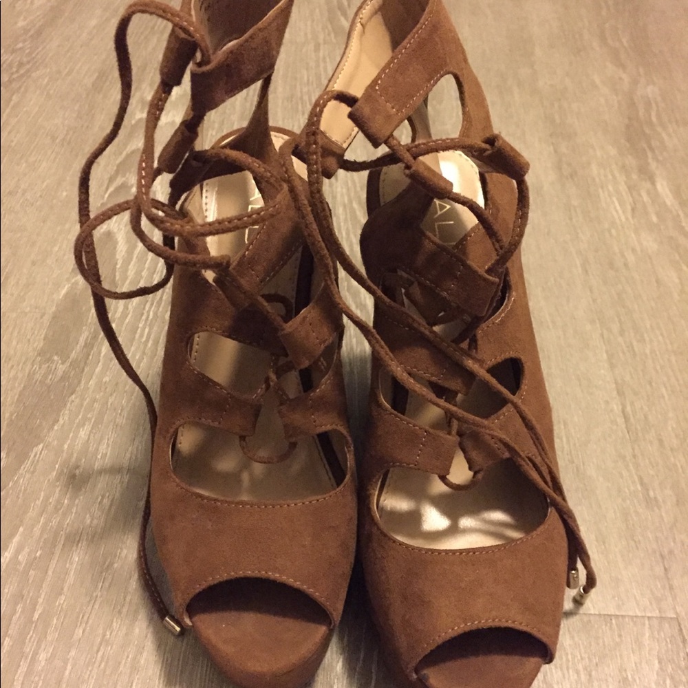 Aldo Brown Suede Platform Wedges