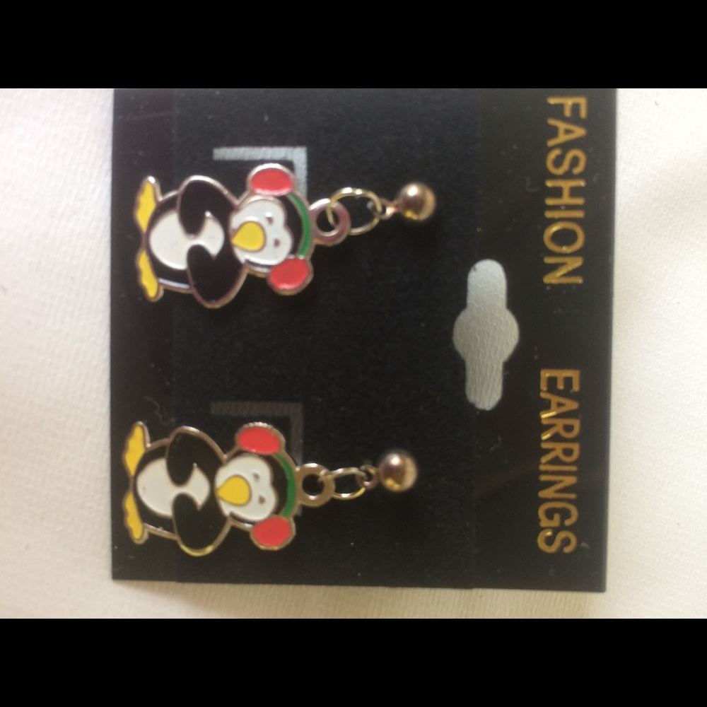 5/$15 Penguin Charm Earrings Pierced Post Handmade