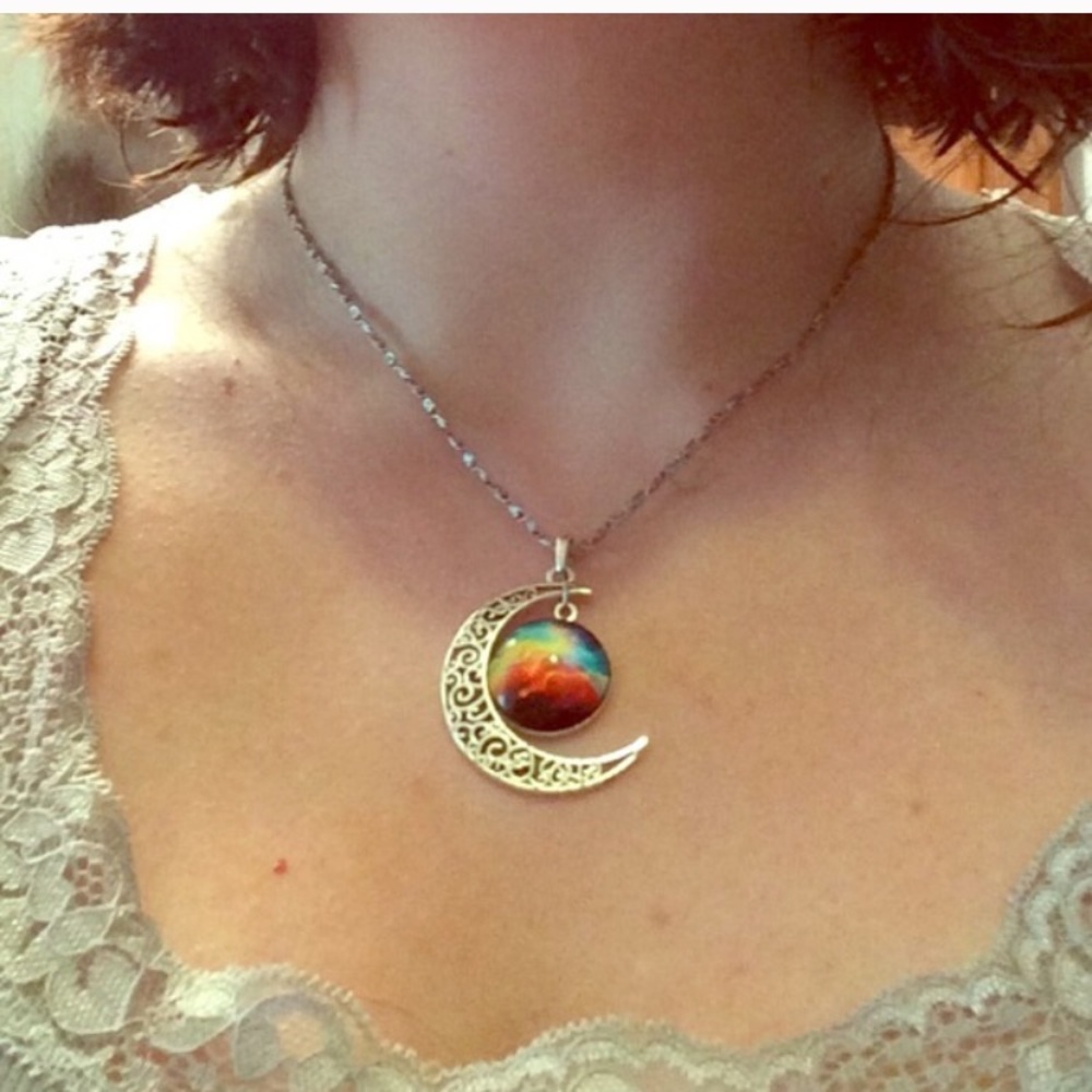 Galaxy moon necklace