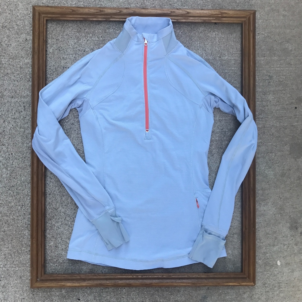 Lululemon Half Zip Light Grey and Coral Pullover