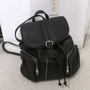 Black leather backpack