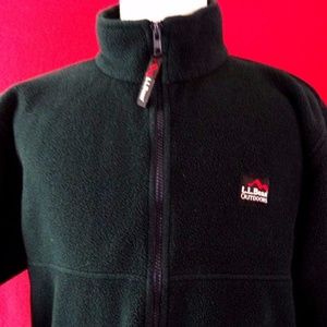 LL BEAN OUTDOORS DARK GREEN FLEECE SWEATER
