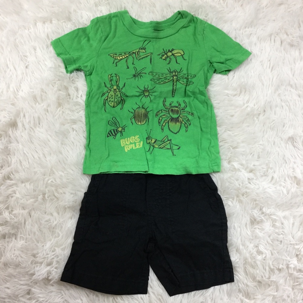 ✨2 piece bundle of black shorts & green tee shirt