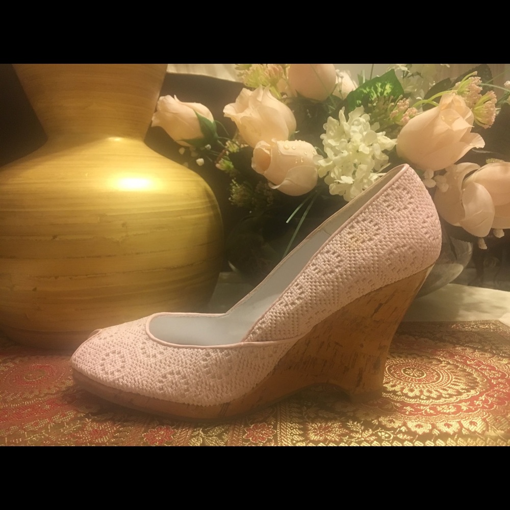 Adorable Pink Lace Open Toe with Peek Toe