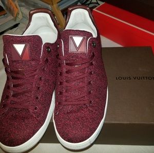 LOUIS VUITTON RED WOVEN FRONTROW SNEAKERS