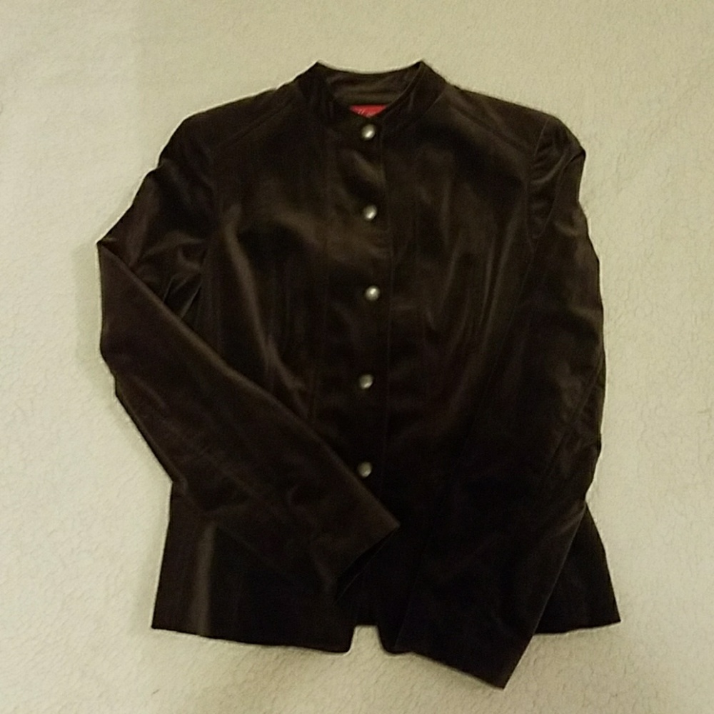 Anne Klein brown velvet military-style jacket