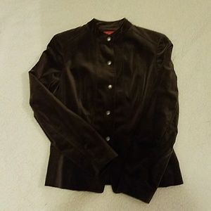 Anne Klein brown velvet military-style jacket