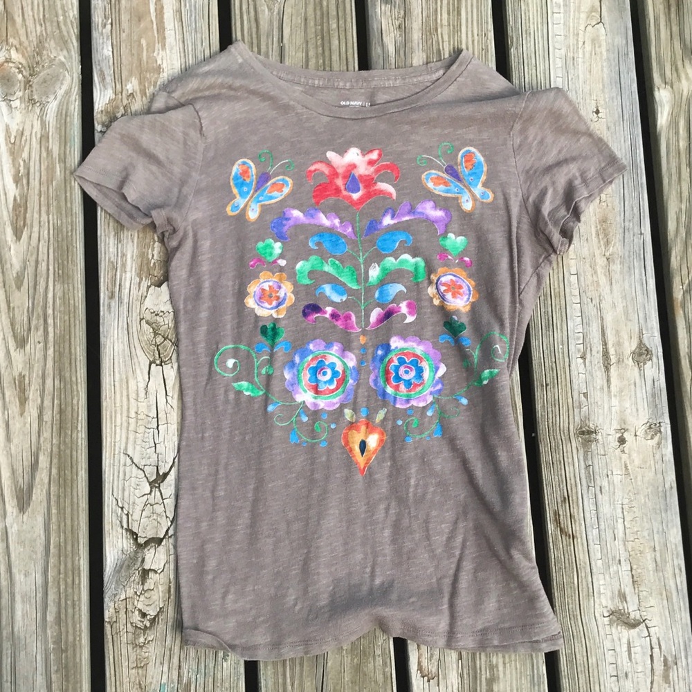 Taupe Watercolor Floral Graphic Tee