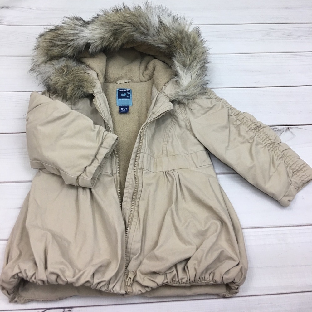 Beige fur hooded jacket
