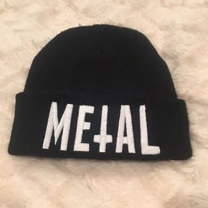 METAL Black Fold Over Beanie