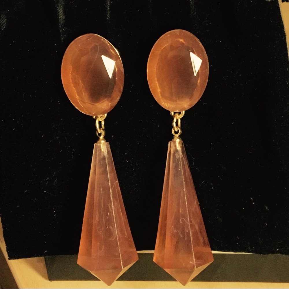 orangey & gold long drop down earring