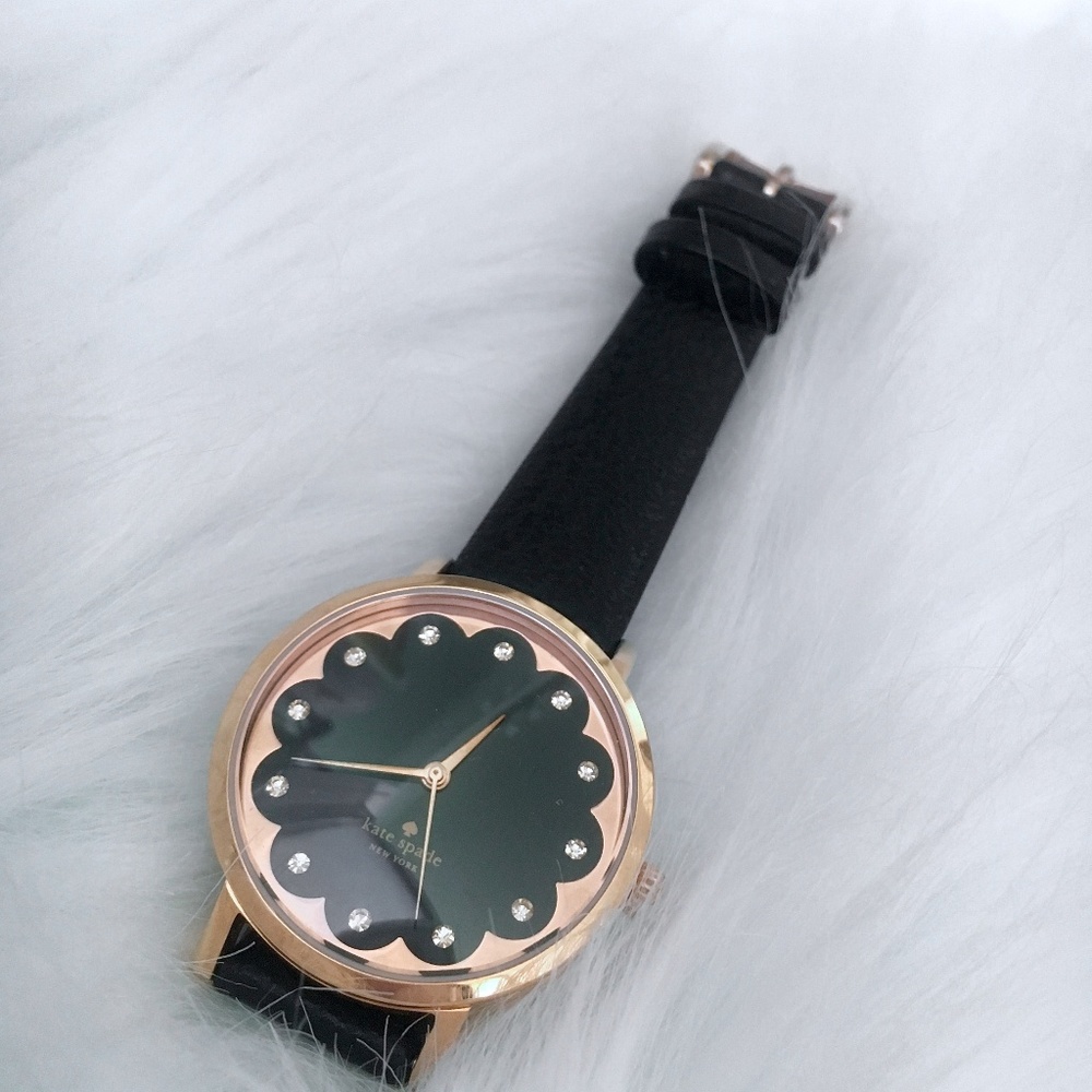 KATE SPADE Rose Gold Scallop Metro Black Watch