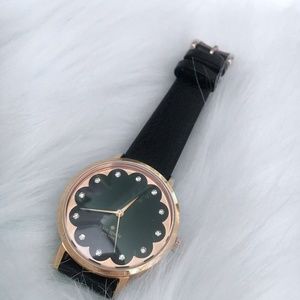 KATE SPADE Rose Gold Scallop Metro Black Watch