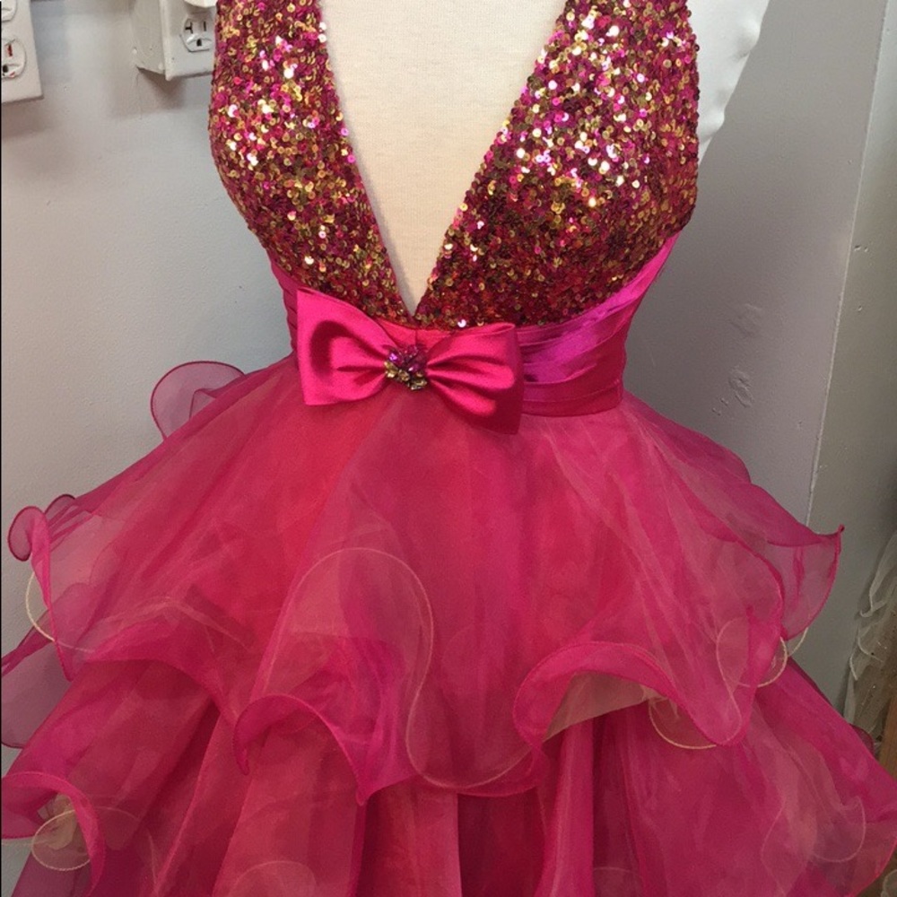 Fuchsia Halter Prom / Cocktail Dress