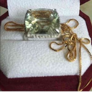 *14K light Green Fantasy genuine Citrine ring