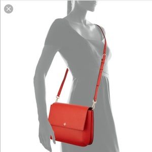 Tory Burch pebbled cross body/shoulder in "poppy."