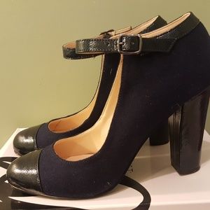 Nine West navy blue high chunk heel "Patsyo"