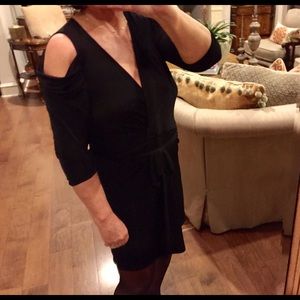 NWT Hale Bob Faux Wrap, Cold Shoulder Dress, XS