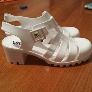 White jelly sandals